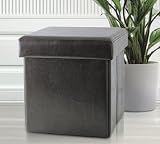 Kennedy Home Collection 15-Inch Fuax Leather Folding Ottoman, Chocolate