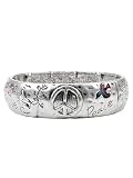 Silver Stretch Braclet Heart Peace Care Love Jewelry