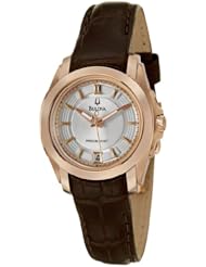 Bulova Womens 97M104 Precisionist Longwood Rose-Tone Brown Leather Watch