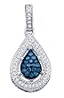 Stunning 10k. White Gold Blue and White Diamond Teardrop Shaped Pendant