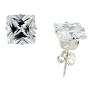 Sterling Silver 7 mm (2.0 Carat Size each) Square Princess Cut Cubic Zirconia Stud Earrings