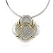 Sterling Silver & 18k Gold Diamond Flower Pendant with 18 Snake Chain