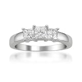 14k White Gold Princess-cut Three-Stone Diamond Engagement Ring (1 cttw, H-I, I1-I2)
