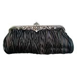 LadyGirl Elegant Party Clutch Bag, Prom Evening Handbag With Crystals, Gift Ideas--Colors Various, Price/Piece -BLACK