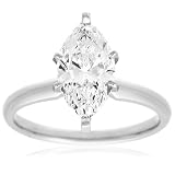Certified 14k Choice of White or Yellow Gold Marquise Solitaire Diamond Engagement Ring (2 ct, H-I Color, SI2-I1 Clarity)