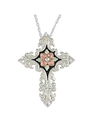 Antiqued Black Hills Gold Cross Sterling Silver Pendant