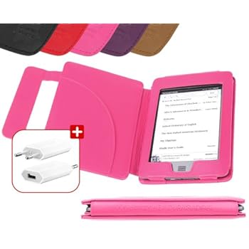 DURAGADGET Housse Etui Rose de Luxe en Cuir Véritable style livre pour le Nouveau Lecteur de Livre Electronique Amazon Kindle TOUCH (dernière / nouvelle génération, 2012), WIFI & 3G, écran tactile 6