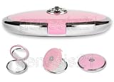 Jeweled 10x/1x Compact Mirror with Crystals Pink