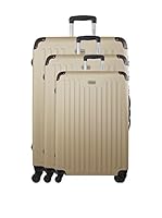 AMERICAN TRAVEL Set de 3 trolleys rígidos (Champán)