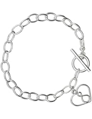 Sterling Silver 7.5 inch Open Heart Infinity Symbol Toggle Bracelet