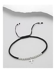 Cross Cotton Waxed Thread Bracelet In 92.5 Sterling Silver