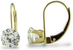 14KT Yellow Gold 1.5 CTW Leverback CZ Earrings
