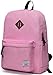 VASCHY Lightweight Backpack for School, Classic Basic Water Resistant Casual Daypack for Travel with Bottle Side Pockets (Pink)