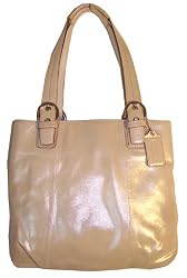 Authentic Coach Soho Metallic Leather North South Tote Bag 17216 Champagne