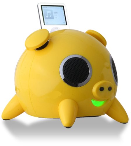 Speakal iPig 2.1 Stereo iPod Docking Station with 5 Speakers (Yellow)