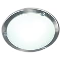 Ranex Attorno BYR3000017 Surface Mounted Brushed Steel/glass Ceiling Light, 280 x 280 x 80mm, E27/60W Excl Bulbs