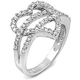 Sterling Silver Ladies Cubic Zirconia Fashion Ring - size 5