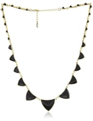 House of Harlow 1960 Gold-Plated Pyramid Station Black Necklace, 21"