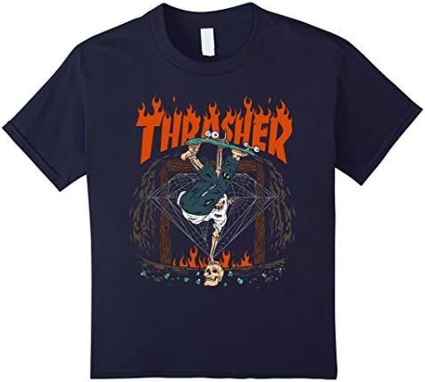 Kids Thrasher Shirt, Skateboard T Shirt, Thrasher T-Shirt 8 Navy