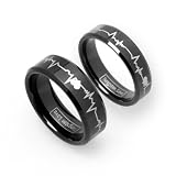 Matching Black Comfort Fit Tungsten Carbide Rings with Laser Forever Love Design 8mm (Size 5 -16) His & 6mm (Size 4-16) Hers Set Aniversary/engagement/wedding Bands. Please E-mail Sizes