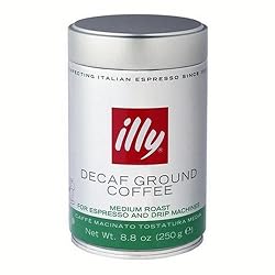 illy Caffe Decaffeinated Ground Coffee (Medium Roast, Green Band) Coffee, 8.8-Ounce