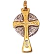 Sterling Silver with 24 Karat Gold Cross with four small icons on all sides - Solid Sterling Silver with 24 Karat Gold - Fedorov`s original masterpiece