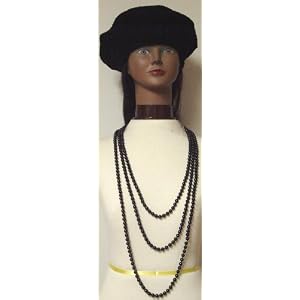 Hand Crocheted Black Chenille and Gimp Gita Beret Offered with Set of Two Very Long Shown As Two...