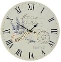 BKL09 Romantische Wanduhr Thema Carte Postale Lavendel historisches Postkarten Design Durchmesser ca. 27,5 cm