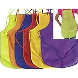 12 Pack Children's Artists Aprons, Polyester Non-woven Assorted Colors