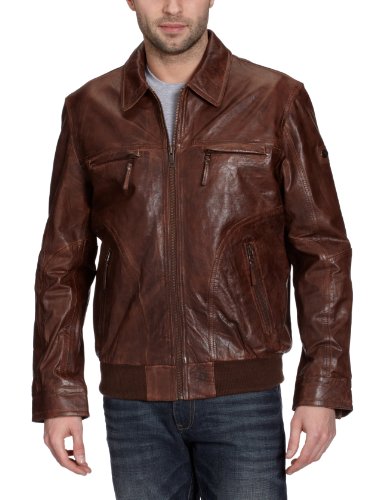 Camel Active Herren Jacke 4307 Lederjacke, Gr. 50, Braun (dark cognac 034) Preisvergleich
