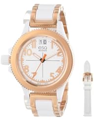 ESQ Movado Womens 07101403 esq Fusion Rose-Ion Plated Interchangeable Strap Watch