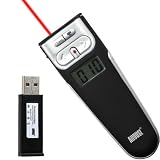 Zoom Produkt-Bild: August LP107T - Wireless Presenter mit Rote Laserpointer - Schnurlos Powerpoint (2.4GHz RF) Fernbedienung mit Nächste/Vorige Folie Tasten und Vibrationsalarm / Timer - Fernsteurung Reichweite: 15m - Batteriebetrieben (2xAAA Ink.)