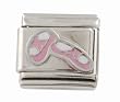 SilverBin Enamel Paint Pink Ballet Toe Shoes Stainless Steel Italian Charm Link