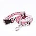 HOWS YOUR DOG Oxford Nova Plaid Padded Pet Dog Collar & Leash Set - Pink, Medium