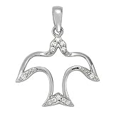 14K White Gold Diamond Dove Pendant