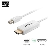 J&amp;D Tech Mini DisplayPort (Thunderbolt Port) to HDMI Cable Adapter (White, 15 Feet)