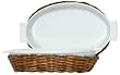 Woven Rattan Oval Basket with White Ceramic Au Gratin Liner 13 3/4"L x 8 3/4"W x 3 1/4"H
