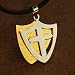 J1103 Designer Inspired Ancient Europe Shield Crusaders Male Pendant Stainless Steel Necklace for Men Chain on a Rubber Cord Presentation Box