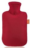 Fashy 6530 Wärmflasche mit Vliesbezug 2 L, Farbe kirschrot