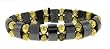 Hematite Bracelet - Tanker with Gold Colored Roses