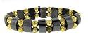 Hematite Bracelet - Tanker with Gold Colored Roses