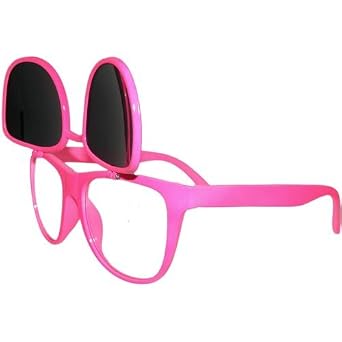 Click here to buy Wayfarer Style, Flip Up Glasses with Iridescent and Clear Lenses by GirlPROPS.