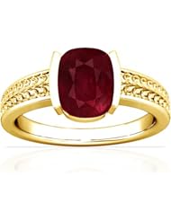 14K Yellow Gold Cushion Cut Ruby Solitaire Ring