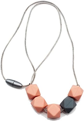 Silicone Teething Necklace for Mom&amp;baby - BPA FREE Baby Teething Beads - Perfect Baby Shower Gift - Hexagon Beads(Gray&amp;Ivory)TN002