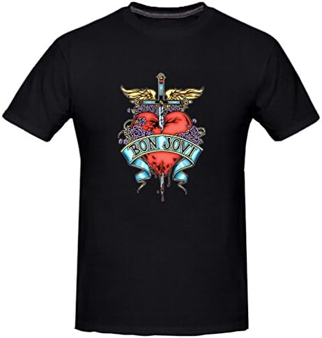 Snapdrgon Men's Bon Jovi Heart Logo T-shirt (XL Black)