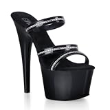 ADORE-703R, 6 1/2'' Stiletto Heel Three-Band Platform Slide With Rhinestones, by Pleaser USA