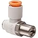 SMC AS Air Flow Control Valve, PBT & Nickel Plated Brass, Elbow, Screwdriver Adjusting, With Sealant, NPT Male X Push-to-Connect Fitting