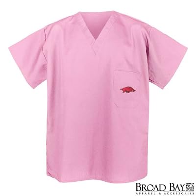 University of Arkansas Pink Scrubs Tops SHIRT -Size 2X Arkansas Razorbacks For HER -Officially Licensed NCAA College Logo Apparel Unique GIFT Ideas For Mom Nurses Ladies Students Graduation