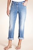 Turn Up Hem Slim Leg Slouch Denim Jeans [T54-6448-S]