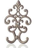 Cast Iron Vintage Double Wall Hook | Decorative Wall Mounted Coat Hanger | 7.75"x4.8" | With Screws And Anchors by Comfify CA-1504-22-BR